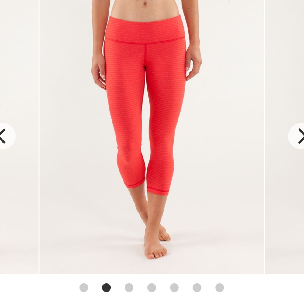 Lululemon Wunder Under Crop Slope Stripe Love Red Heathered Fiery Red size 10